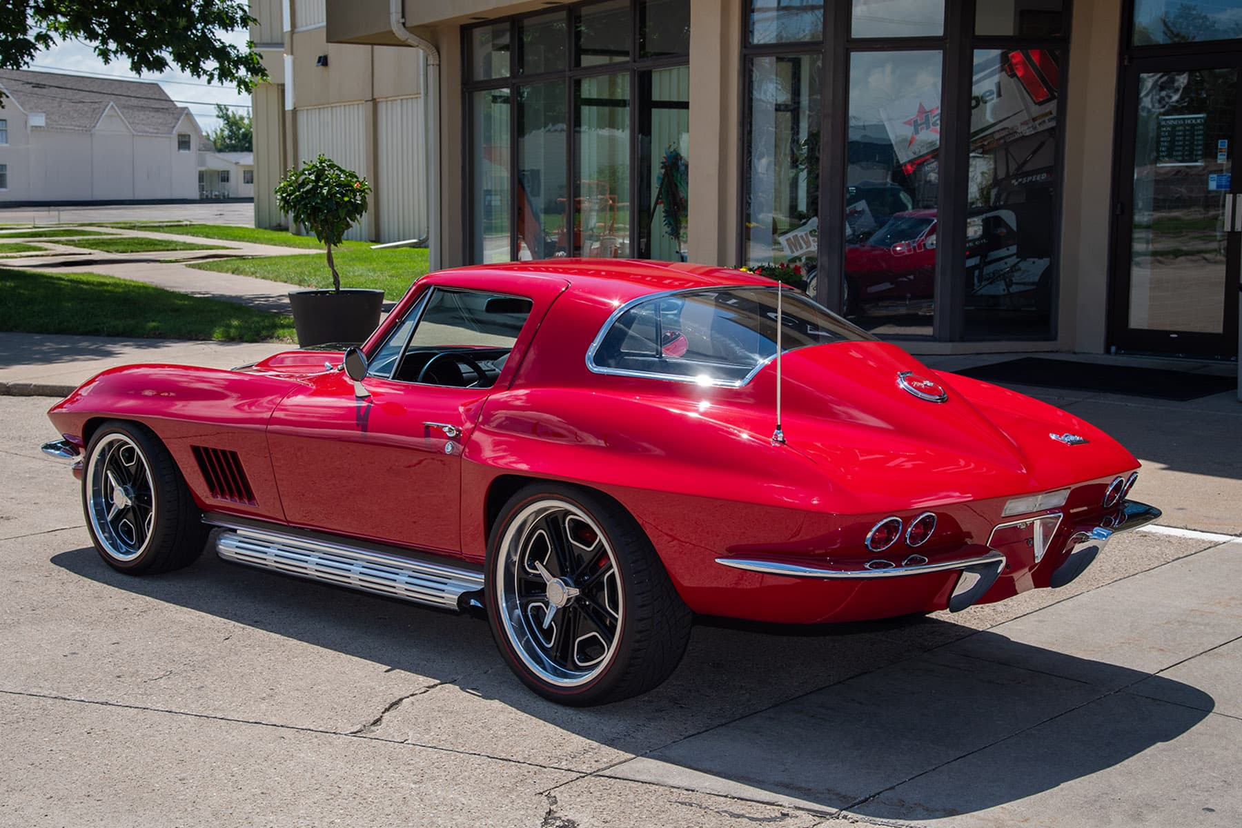 1967 Chevrolet Corvette ZZ502 rear three-quarter view outside the museum